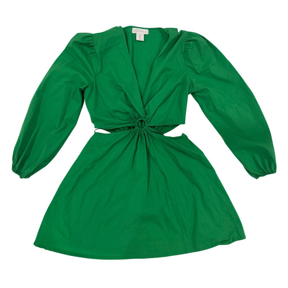 Brat Green Cutout Mini Dress Sz XS O Ring Festival Rave Coachella Indie Sleaze - Picture 2 of 13